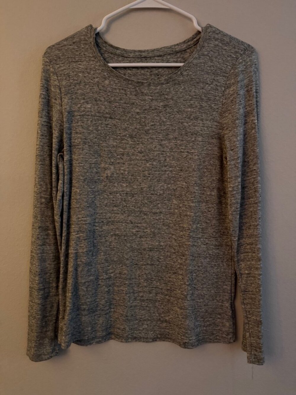 A New Day Gray Cotton Long Sleeve Scoop Neck Tee Large